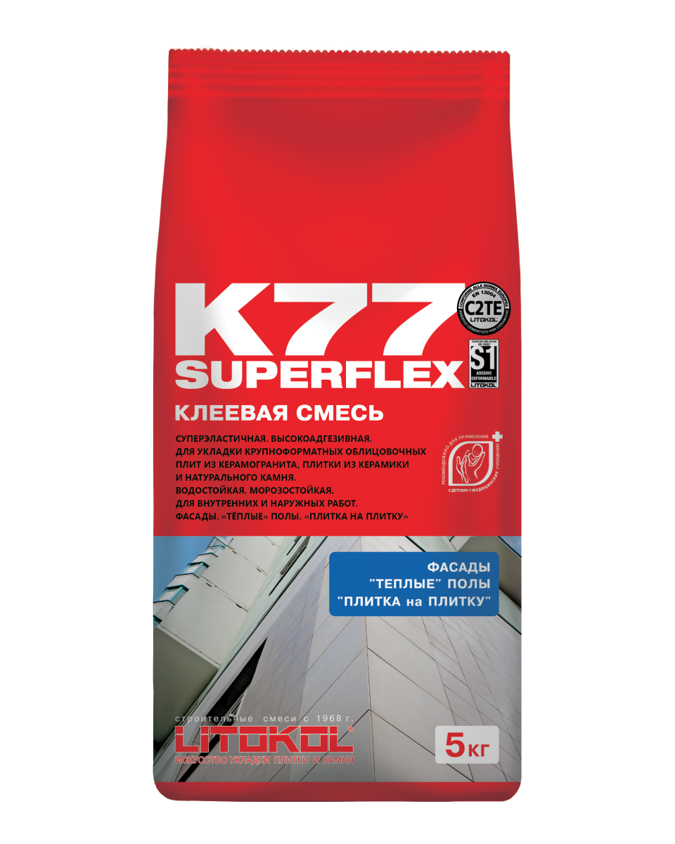 Купить SUPERFLEX K77 серый-клеевая смесь 5kg bag в Екатеринбурге #2