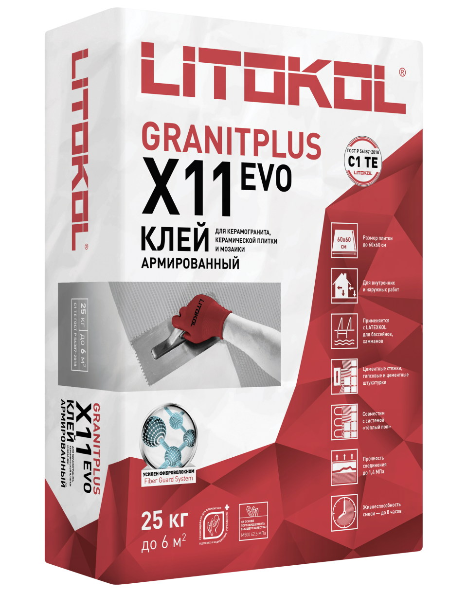 Купить LitoKol X11 EVO серый-клеевая смесь 25kg bag в Екатеринбурге