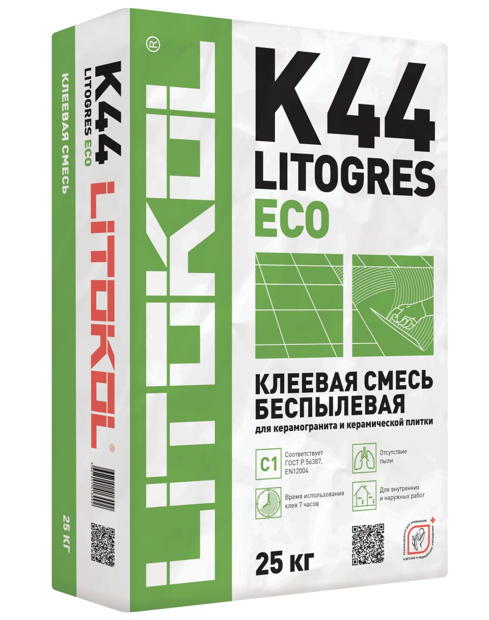 Купить Litogres К44 ECO- беспылевая клеевая смесь 25kg bag в Екатеринбурге