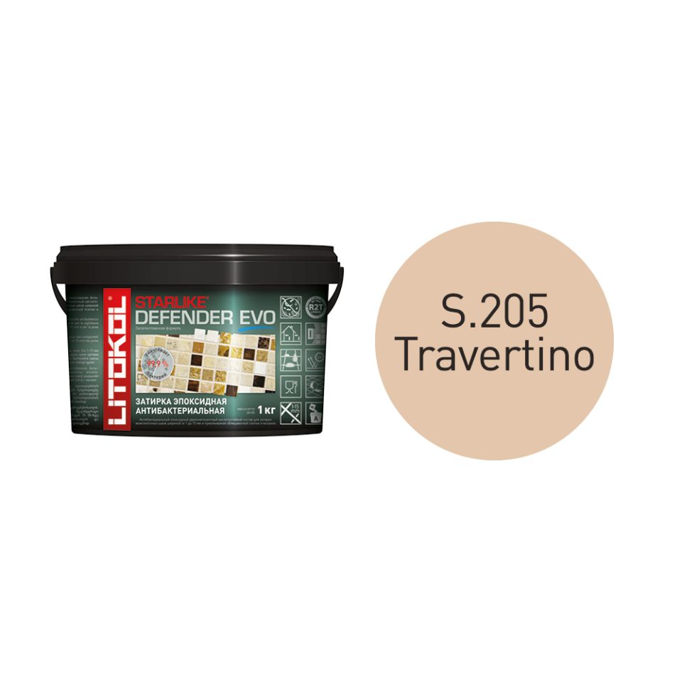Купить STARLIKE Defender EVO S.205 TRAVERTINO антибакт.затир.смесь 1kg bucket в Екатеринбурге