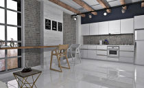 Кухня-гостиная. Коллекция Old Bricks + Polaris + Spenish Wood